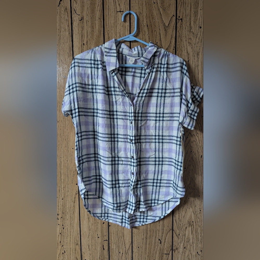 Caslon Button Up Plaid Top